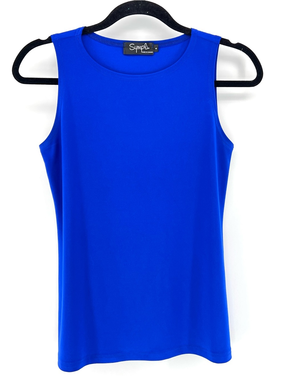 Sympli sleeveless tank top Sz 6 vibrant Lapis blue Boatneck Capsule Minimalist